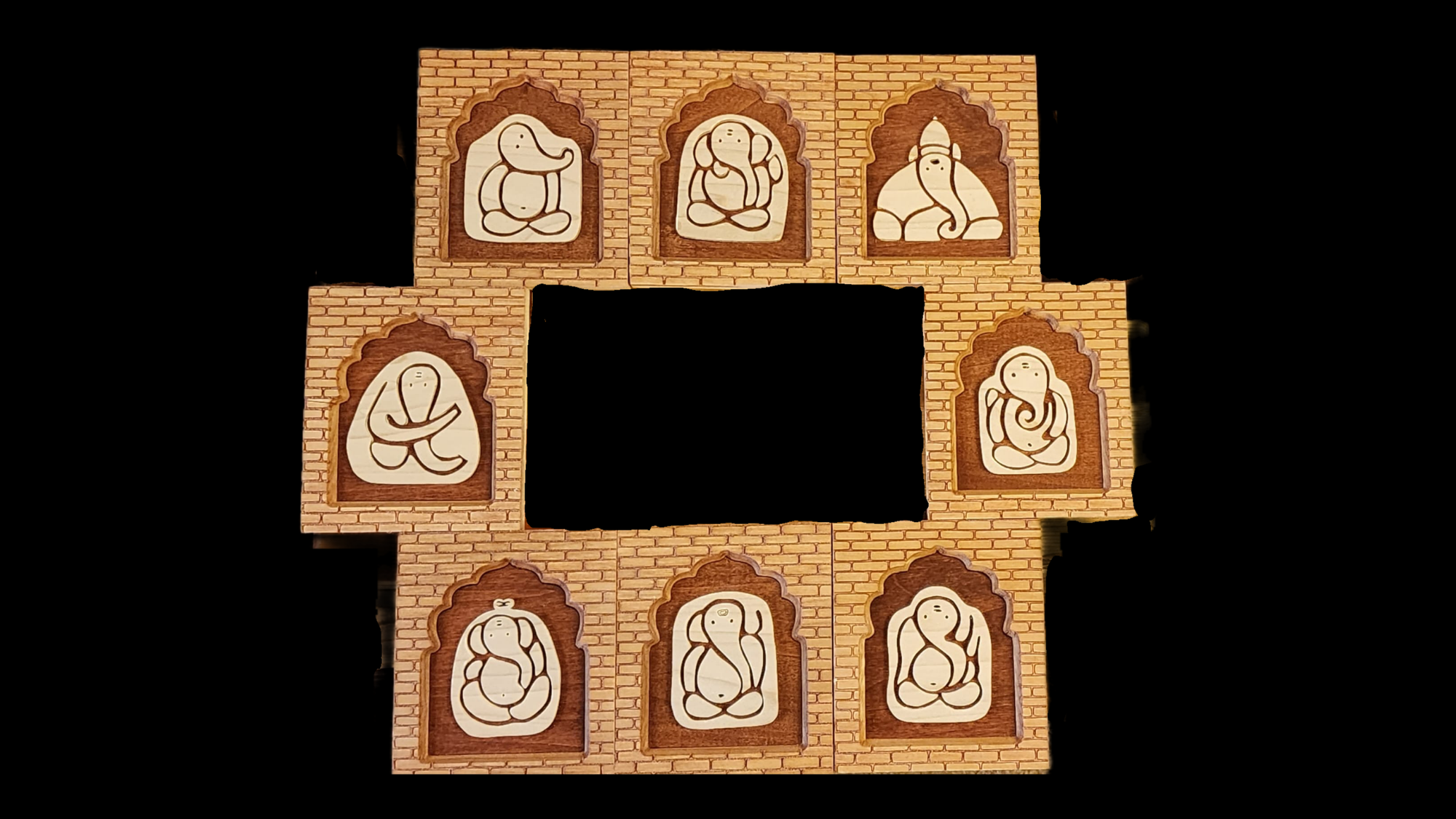 Ashtavinayak Carved Wooden Frame
